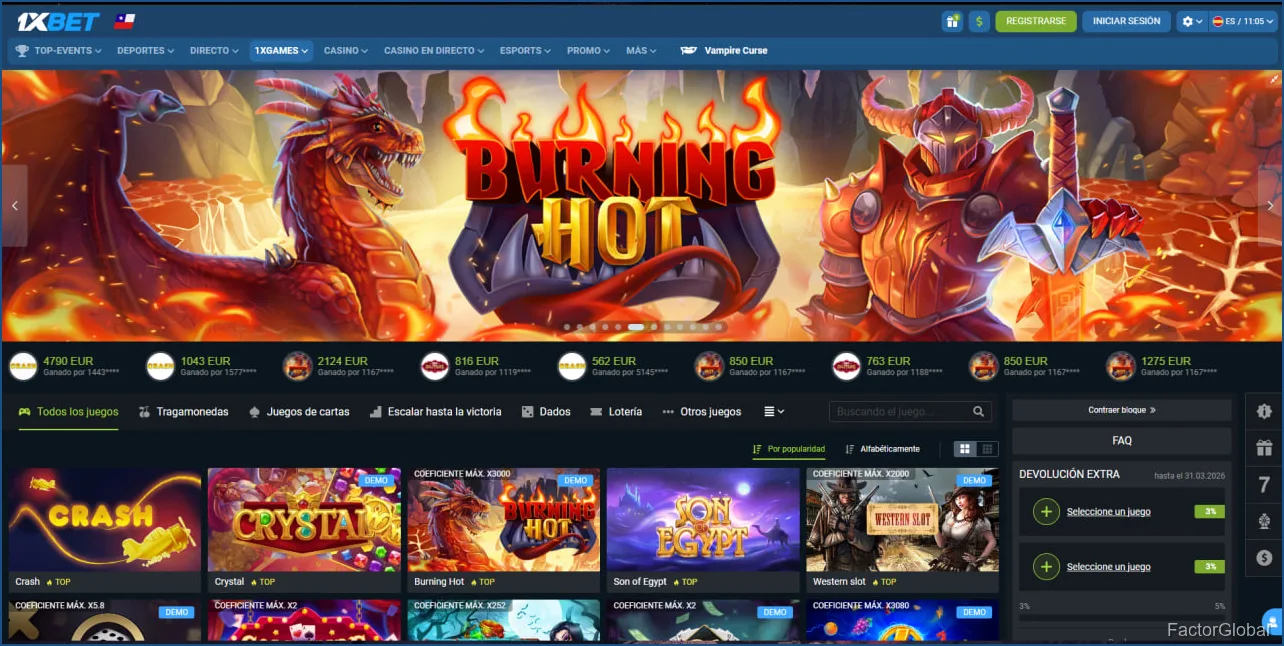 1xBet Chile: Apuestas Deportivas y Casino Online